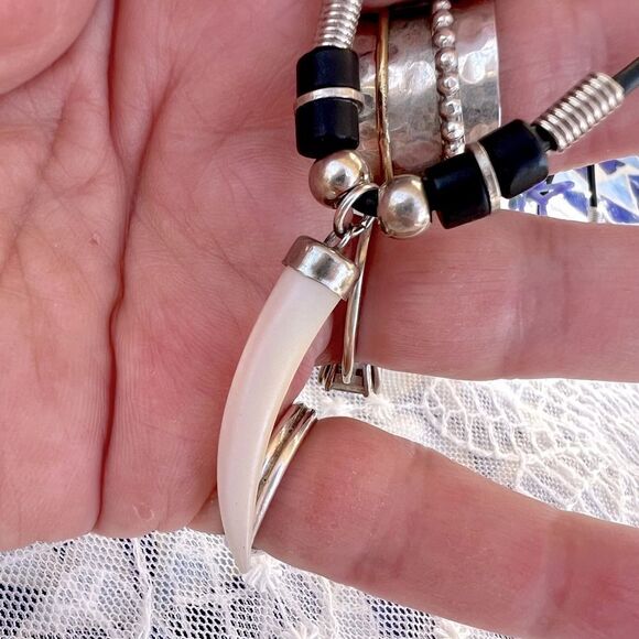 Mother of Pearl Horn Amulet Necklace - Picture 5 of 8